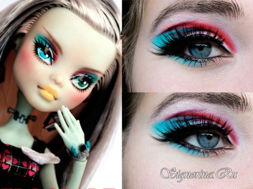 Яркий макияж куклы Монстер Хай (Monster High) на Хэллоуин: урок с пошаговыми фото