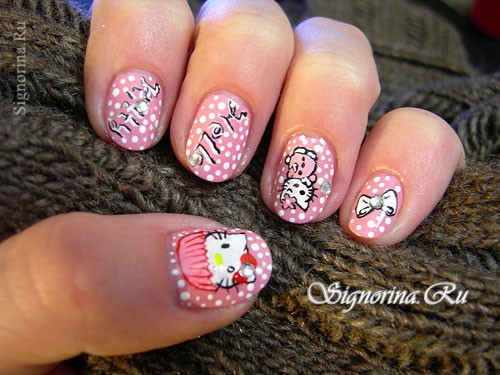 Хеллоу Кити (Hello Kitty): урок маникюра с пошаговыми фото